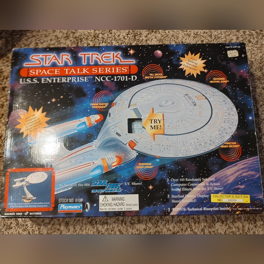 Star Trek Space Talk Series U.S.S. Enterprise NCC-1701-D Toy - White/Gray